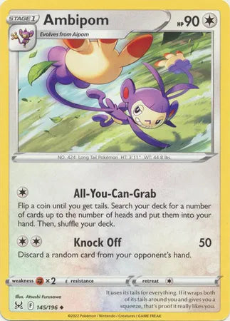 145/196 Ambipom Reverse Holo - Lost Origin