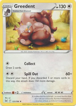 151/196 Greedent Reverse Holo - Lost Origin