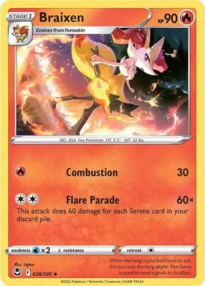 026/195 Braixen Reverse Holo