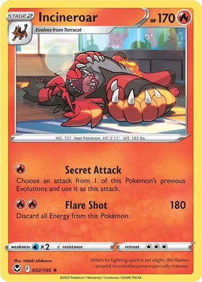 032/195 Incineroar Reverse Holo