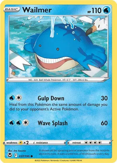 037/195 Wailmer Reverse Holo - Silver Tempest