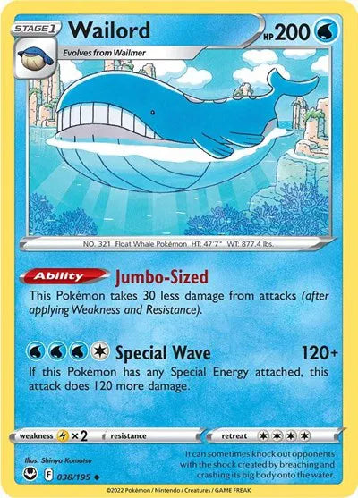 038/195 Wailord Reverse Holo - Silver Tempest