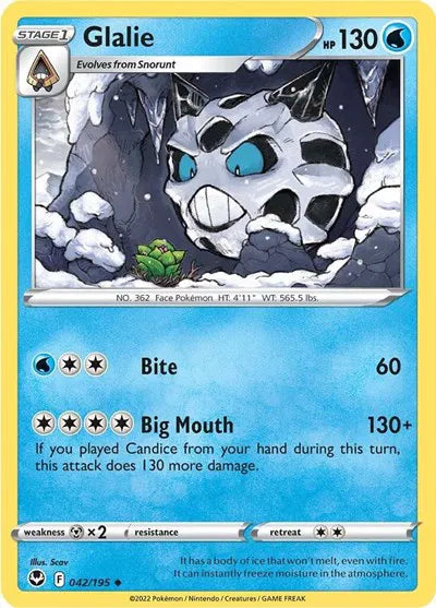 042/195 Glalie Reverse Holo - Silver Tempest