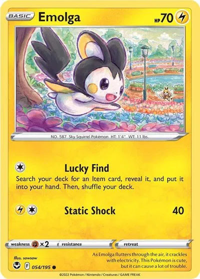 054/195 Emolga Reverse Holo - Silver Tempest