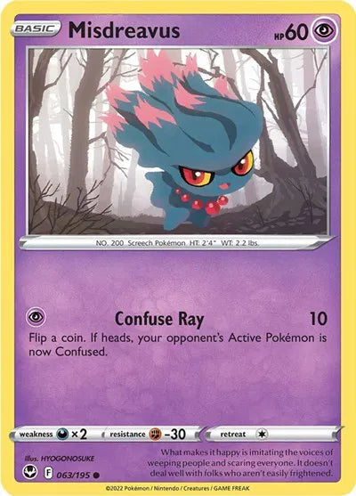 063/195 Misdreavus Reverse Holo - Silver Tempest