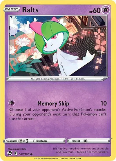 067/195 Ralts Reverse Holo - Silver Tempest