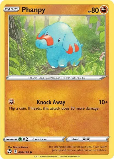 091/195 Phanpy Reverse Holo - Silver Tempest
