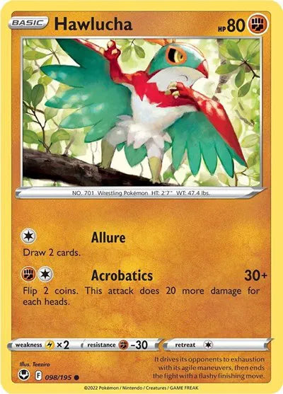 098/195 Hawlucha Reverse Holo - Silver Tempest