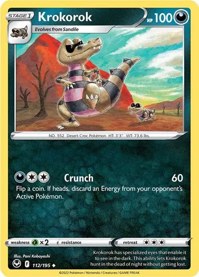 112/195 Krokorok Reverse Holo - Silver Tempest