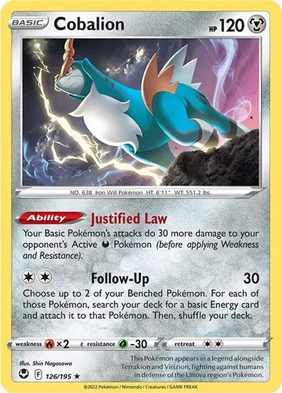126/195 Cobalion Reverse Holo - Silver Tempest