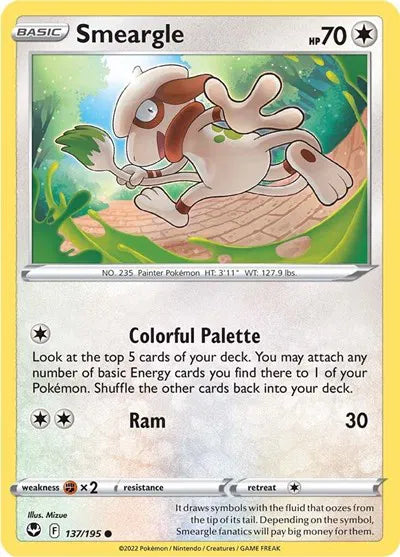 137/195 Smeargle Reverse Holo - Silver Tempest