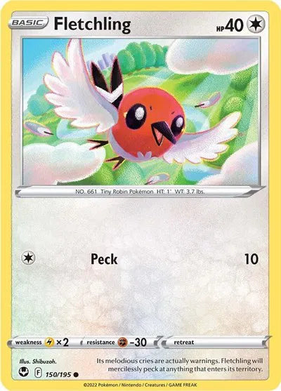 150/195 Fletchling Reverse Holo - Silver Tempest