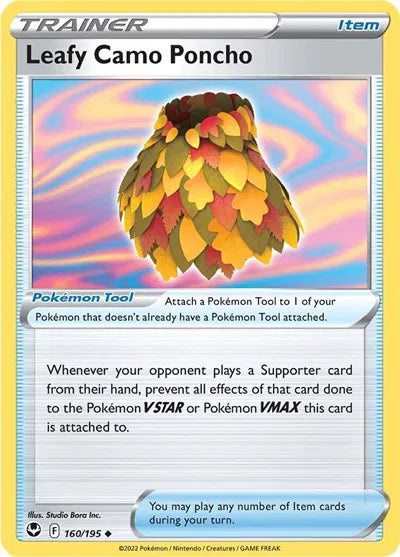 160/195 Leafy Camo Poncho Reverse Holo - Silver Tempest