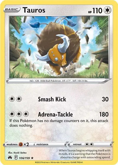 106/159 Tauros Reverse Holo - Crown Zenith