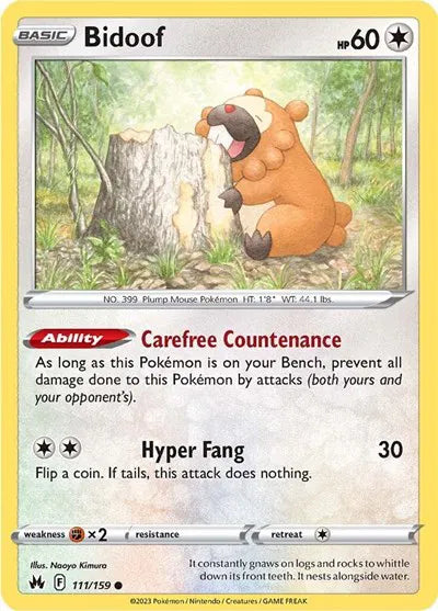 111/159 Bidoof Reverse Holo - Crown Zenith