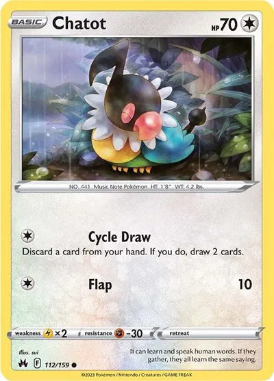 112/159 Chatot Reverse Holo - Crown Zenith