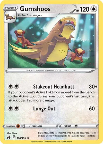 118/159 Gumshoos Reverse Holo - Crown Zenith