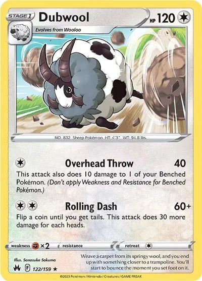 122/159 Dubwool Reverse Holo - Crown Zenith