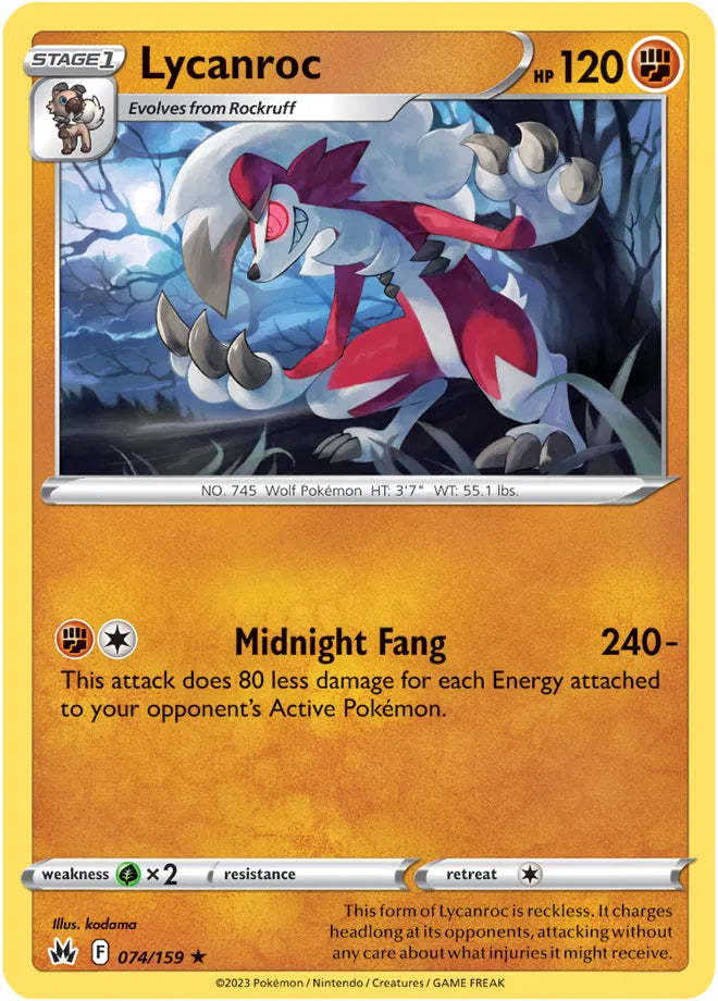 074/159 Lycanroc Reverse Holo - Crown Zenith