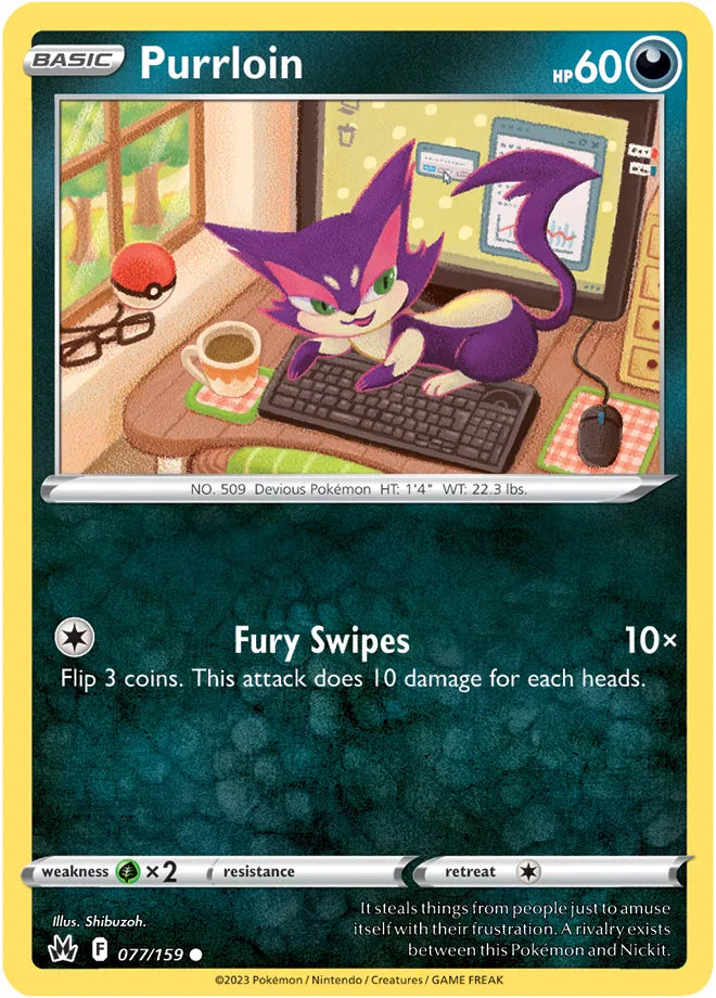 077/159 Purrloin Reverse Holo - Crown Zenith