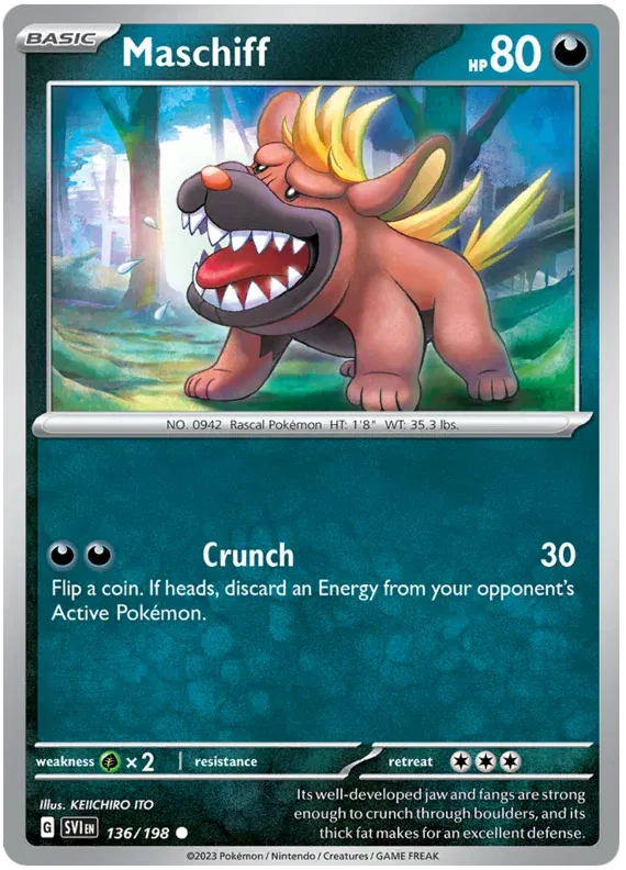 136/198 Maschiff Reverse Holo - Scarlet & Violet Base Set