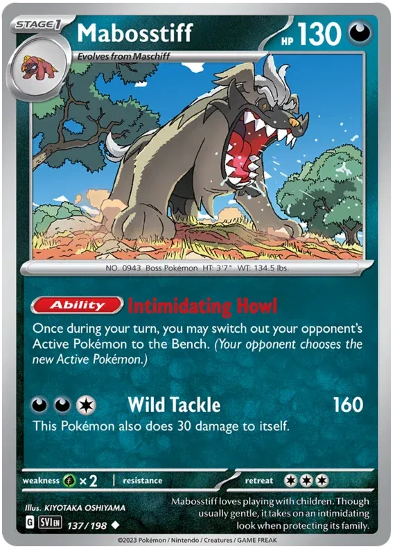 137/198 Mabosstiff Reverse Holo - Scarlet & Violet Base Set