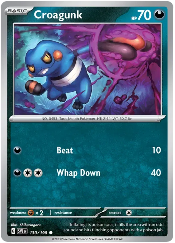 130/198 Croagunk Reverse Holo - Scarlet & Violet Base Set