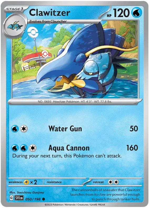 050/198 Clawitzer Reverse Holo - Scarlet & Violet Base Set