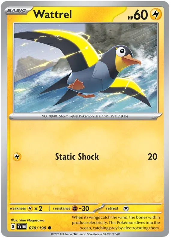 078/198 Wattrel Reverse Holo - Scarlet & Violet Base Set