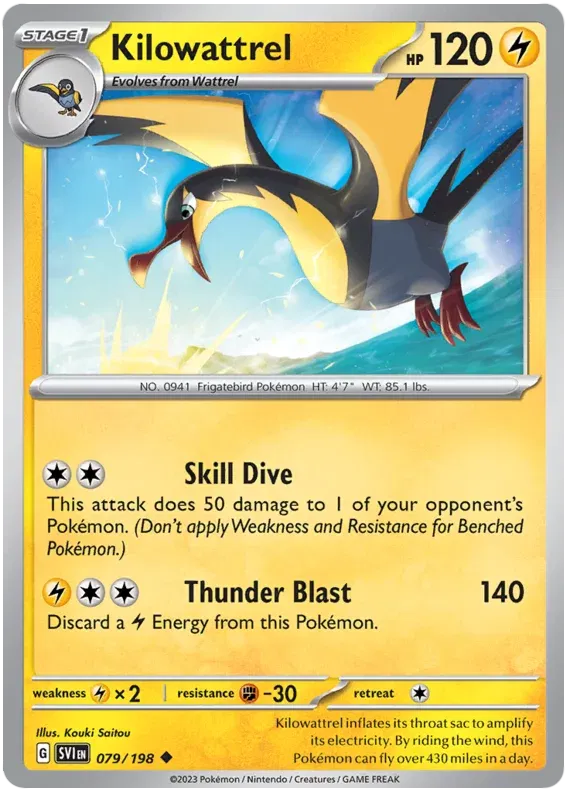 079/198 Kilowattrel Reverse Holo - Scarlet & Violet Base Set