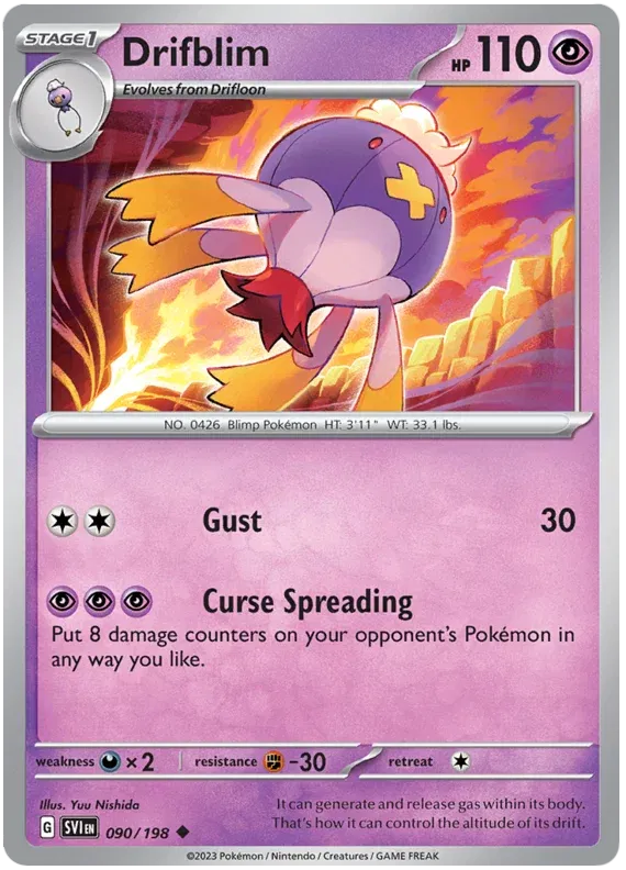 090/198 Drifblim Reverse Holo - Scarlet & Violet Base Set