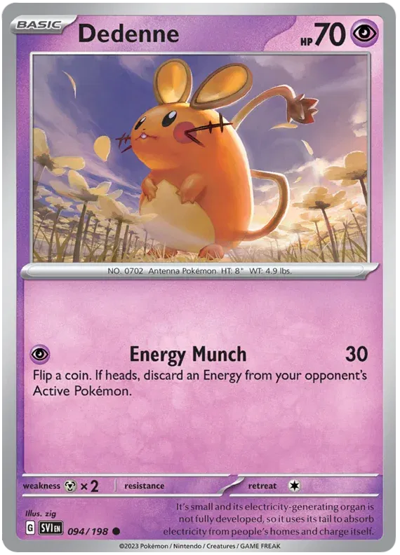 094/198 Dedenne Reverse Holo - Scarlet & Violet Base Set