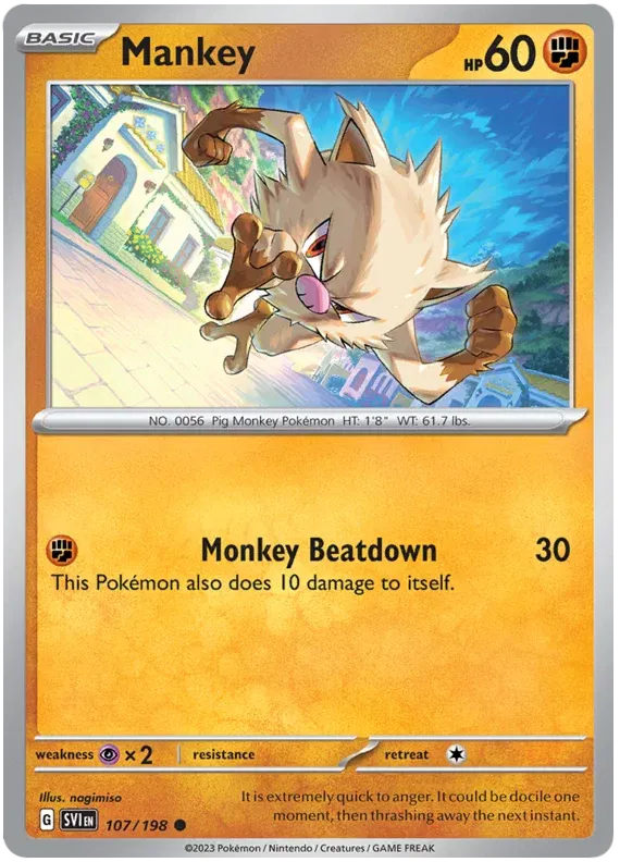 107/198 Mankey Reverse Holo - Scarlet & Violet Base Set