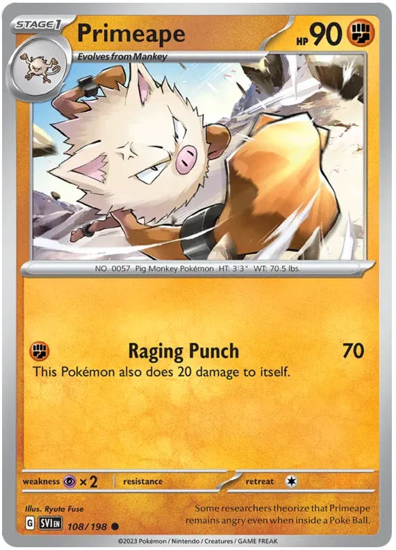 108/198 Primeape Reverse Holo - Scarlet & Violet Base Set