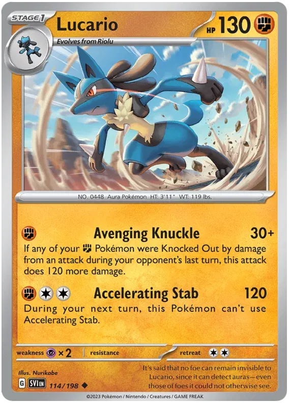114/198 Lucario Reverse Holo - Scarlet & Violet Base Set