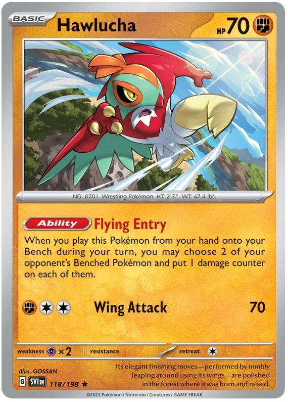 118/198 Hawlucha Reverse Holo - Scarlet & Violet Base Set