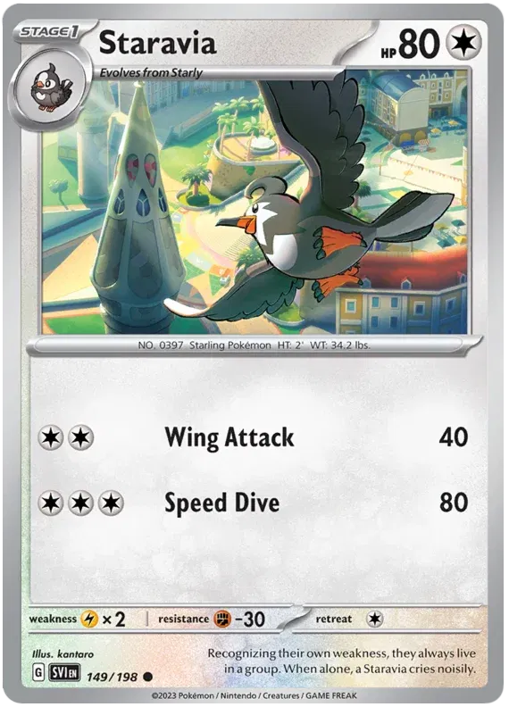 149/198 Staravia Reverse Holo - Scarlet & Violet Base Set