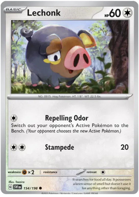 154/198 Lechonk Reverse Holo - Scarlet & Violet Base Set