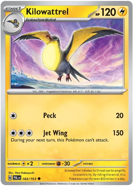 082/193 Kilowattrel Reverse Holo - Paldea Evolve