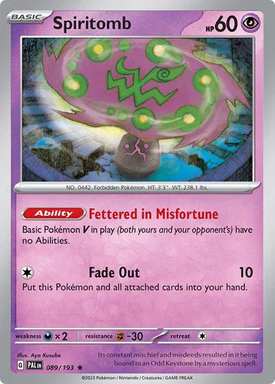 089/193 Spiritomb Reverse Holo - Paldea Evolve