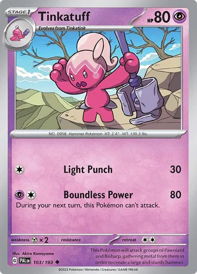 103/193 Tinkatuff Reverse Holo - Paldea Evolve