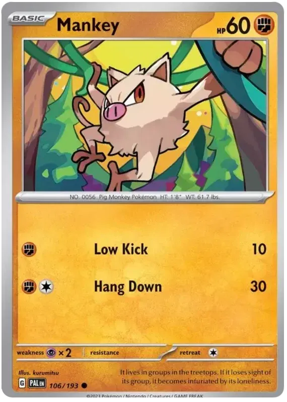 106/193 Mankey Reverse Holo - Paldea Evolve
