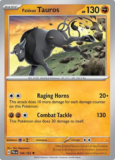 108/193 Paldean Tauros Reverse Holo - Paldea Evolve