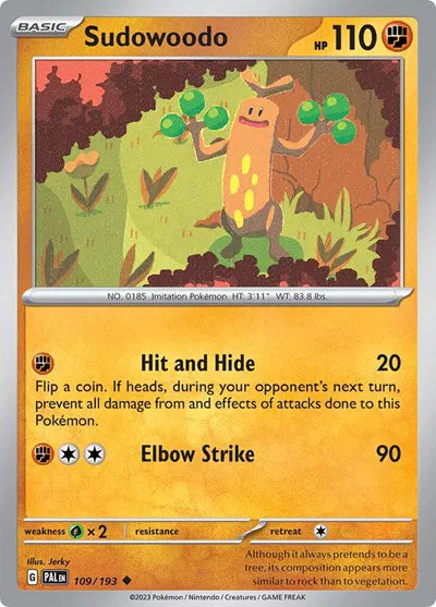 109/193 Sudowoodo Reverse Holo - Paldea Evolve