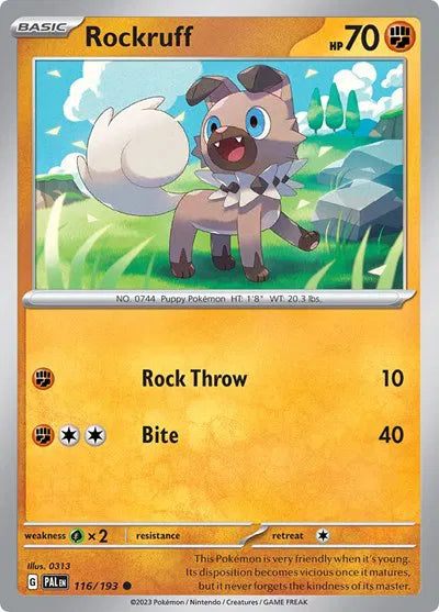 116/193 Rockruff Reverse Holo - Paldea Evolve