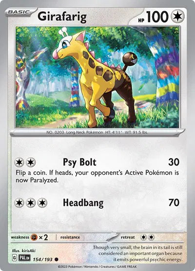 154/193 Girafarig Reverse Holo - Paldea Evolved