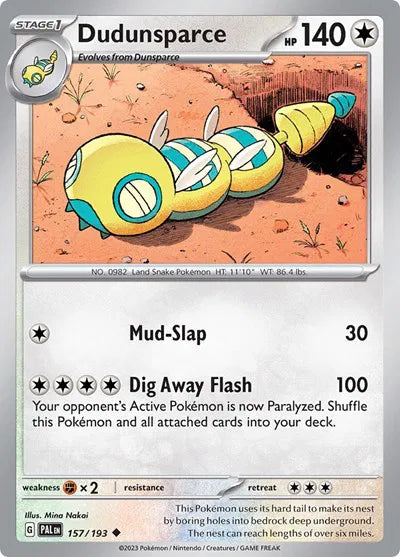 157/193 Dudunsparce Reverse Holo - Paldea Evolved