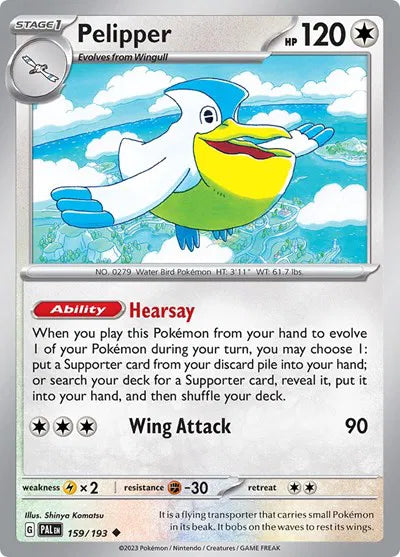 159/193 Pelipper Reverse Holo - Paldea Evolved