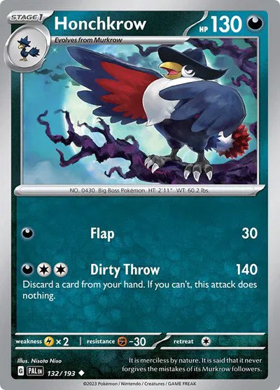 132/193 Honchkrow Reverse Holo - Paldea Evolve