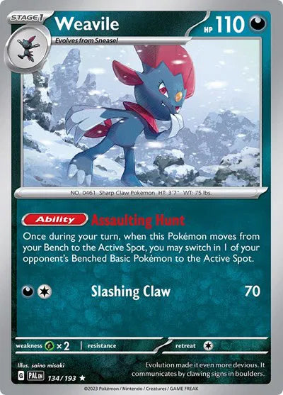 134/193 Weavile Reverse Holo - Paldea Evolve